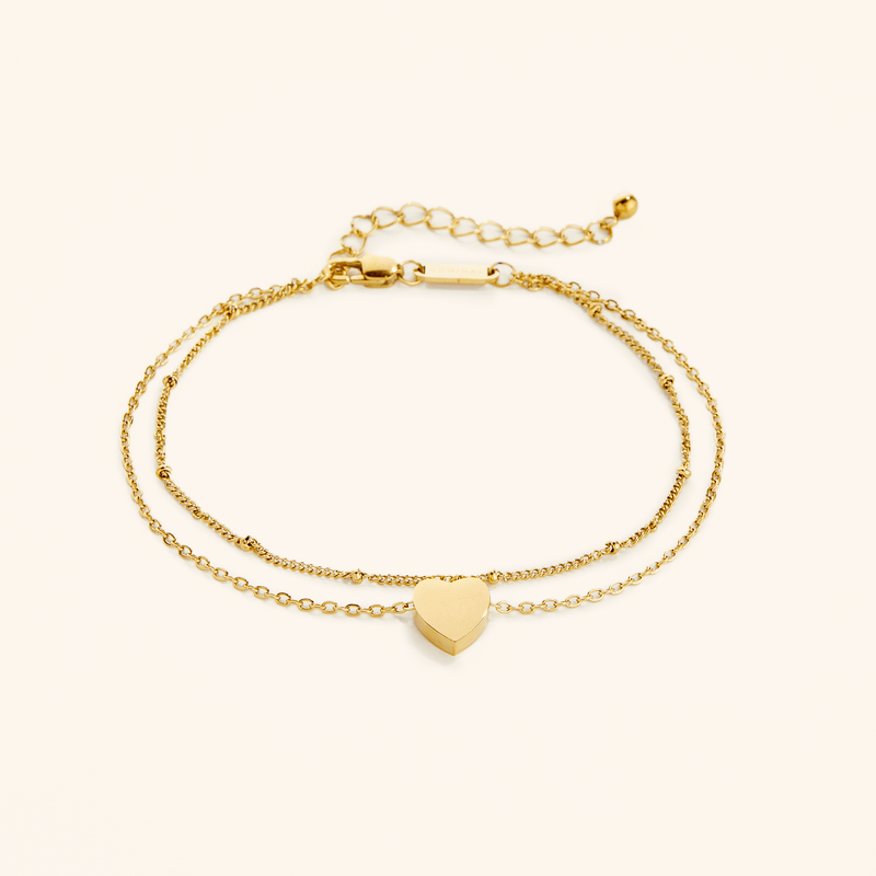 Dotted & Heart Stacker Anklet