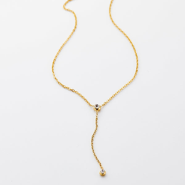 Bezel Lariat Necklace